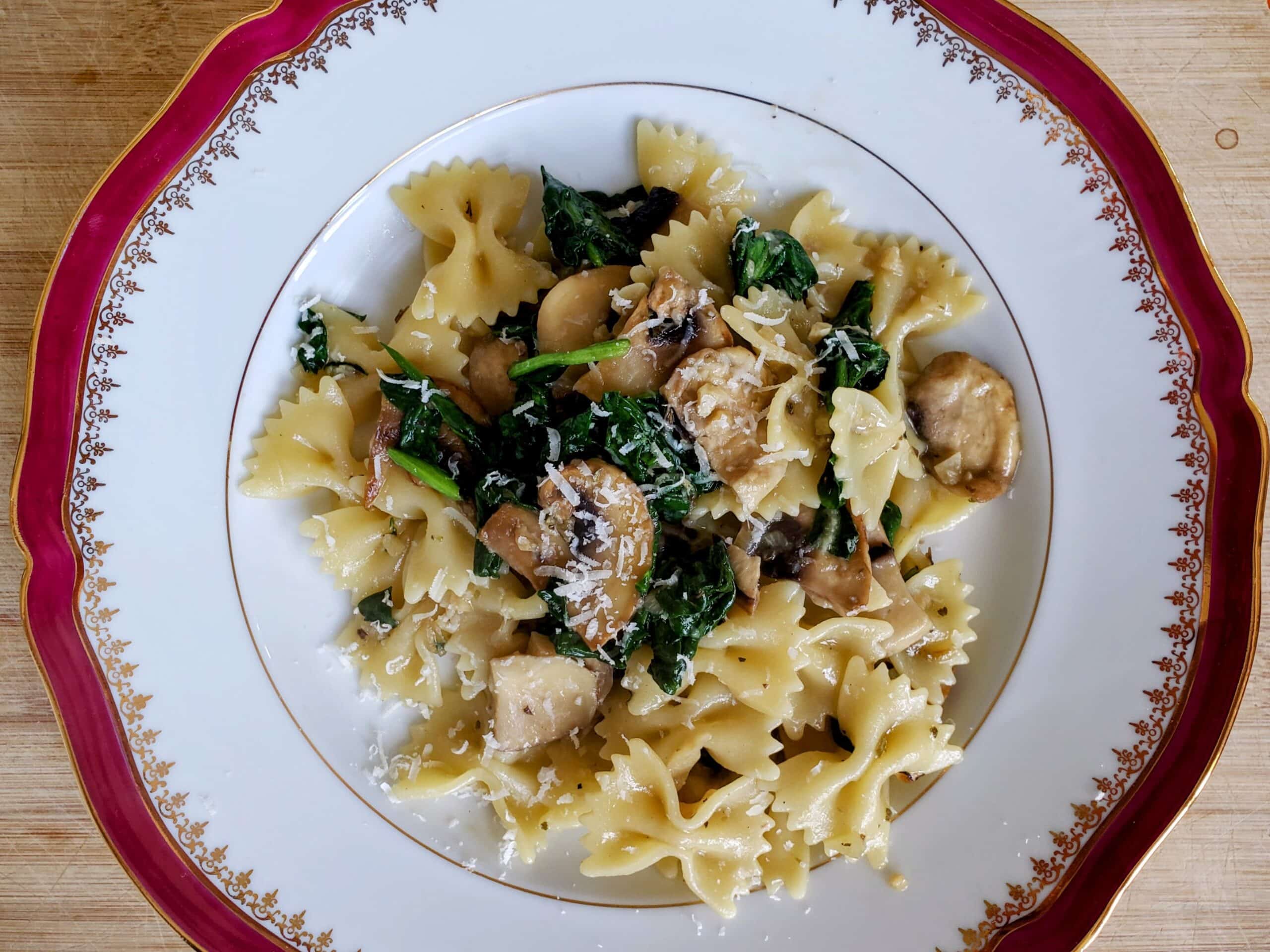 Indulge in Farfalle Pasta with Creamy Mushrooms & Spinach Sauce